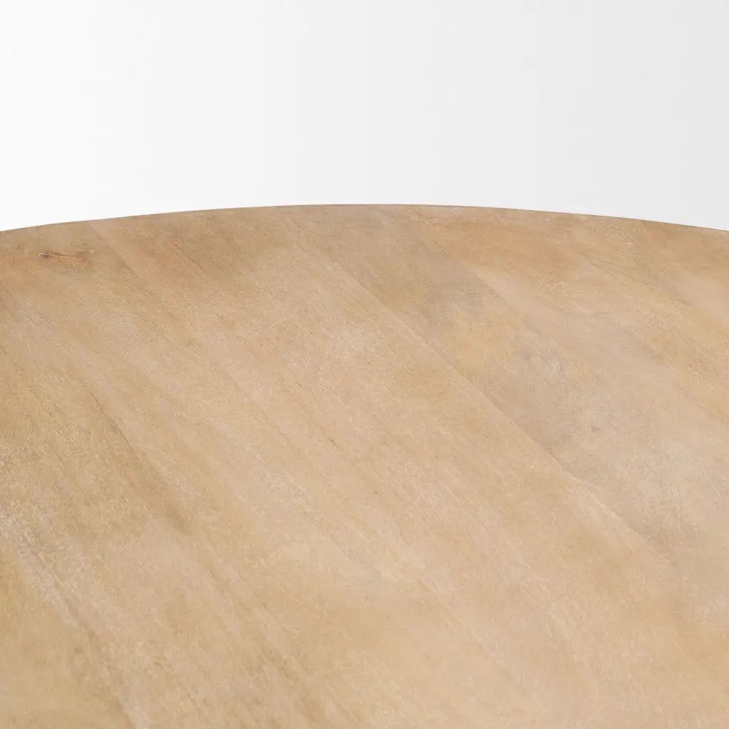 60" Brown Solid Wood Pedestal Base Round Top Dining Table Homeroots Kitchen & Dining