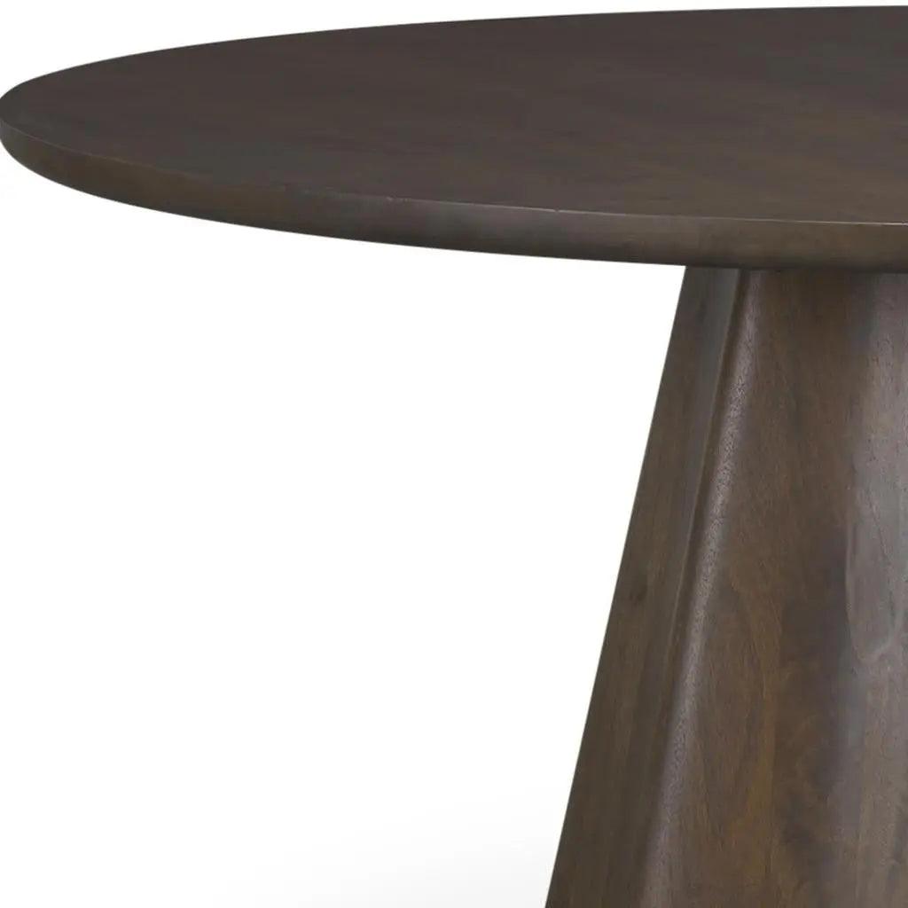 60" Brown Solid Wood Pedestal Base Round Top Dining Table Homeroots Kitchen & Dining