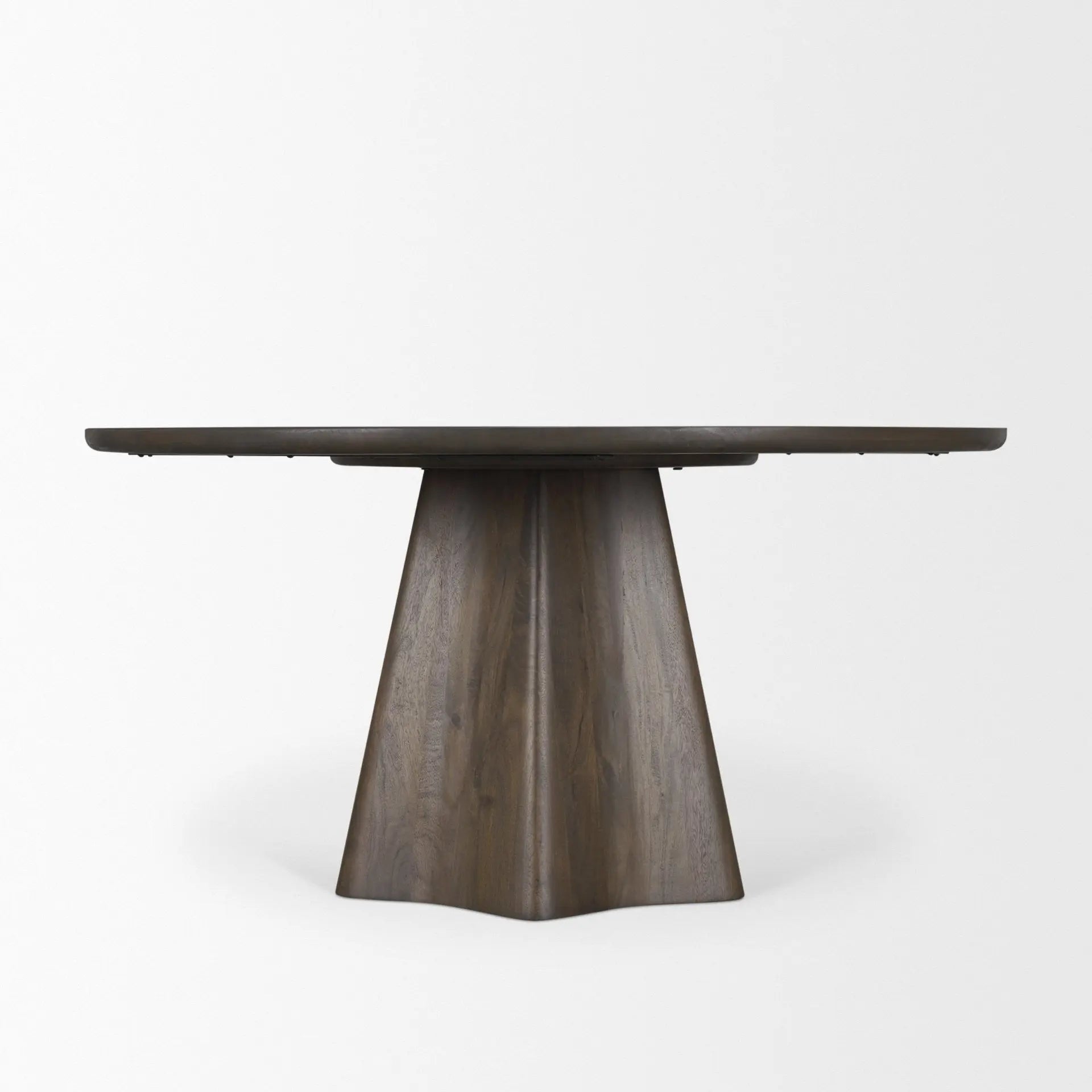 60" Brown Solid Wood Pedestal Base Round Top Dining Table Homeroots Kitchen & Dining