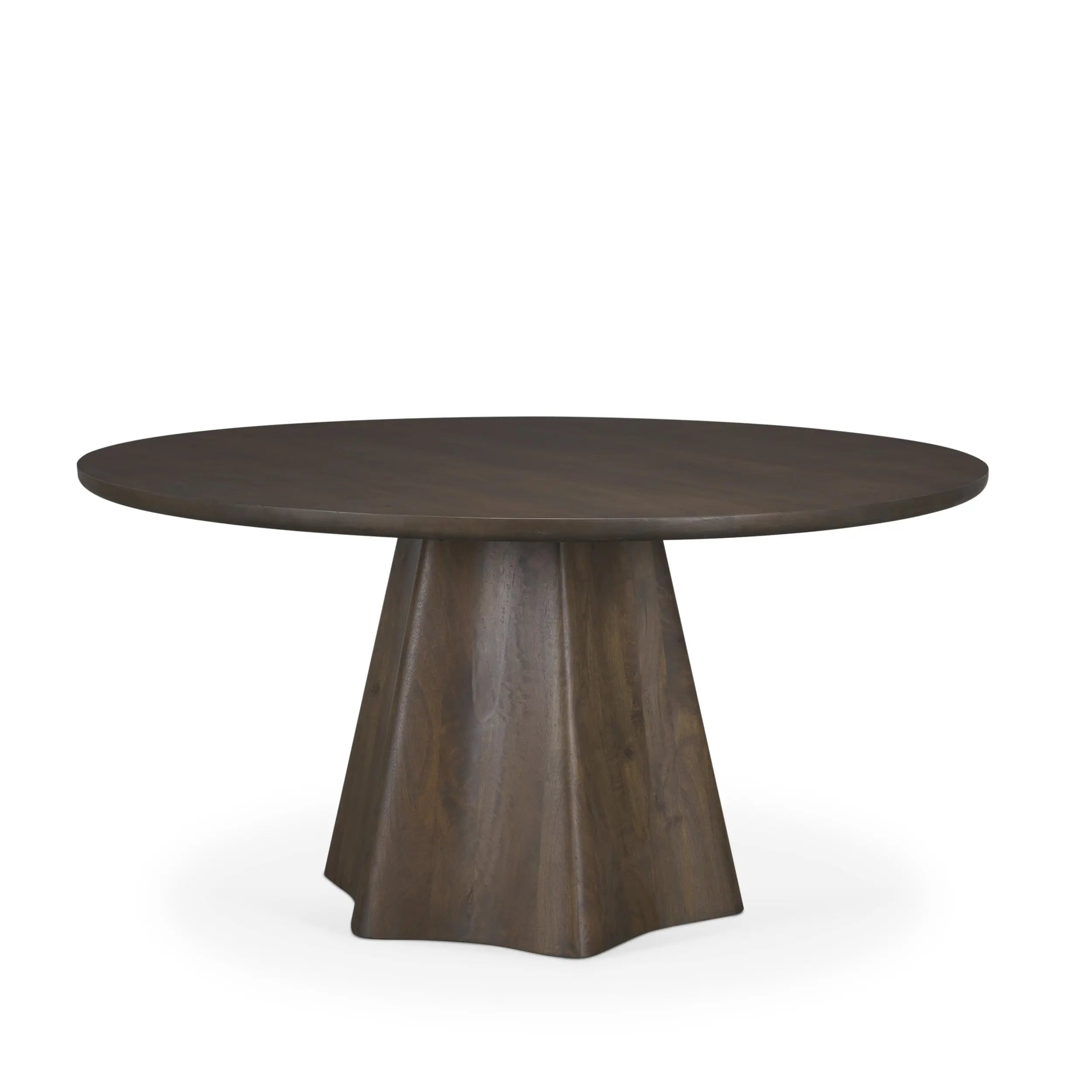 60" Brown Solid Wood Pedestal Base Round Top Dining Table Homeroots Kitchen & Dining