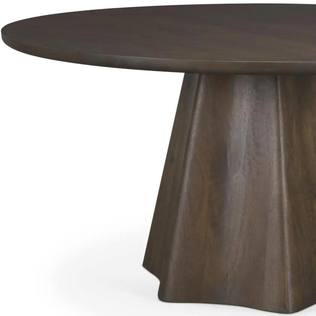60" Brown Solid Wood Pedestal Base Round Top Dining Table Homeroots Kitchen & Dining