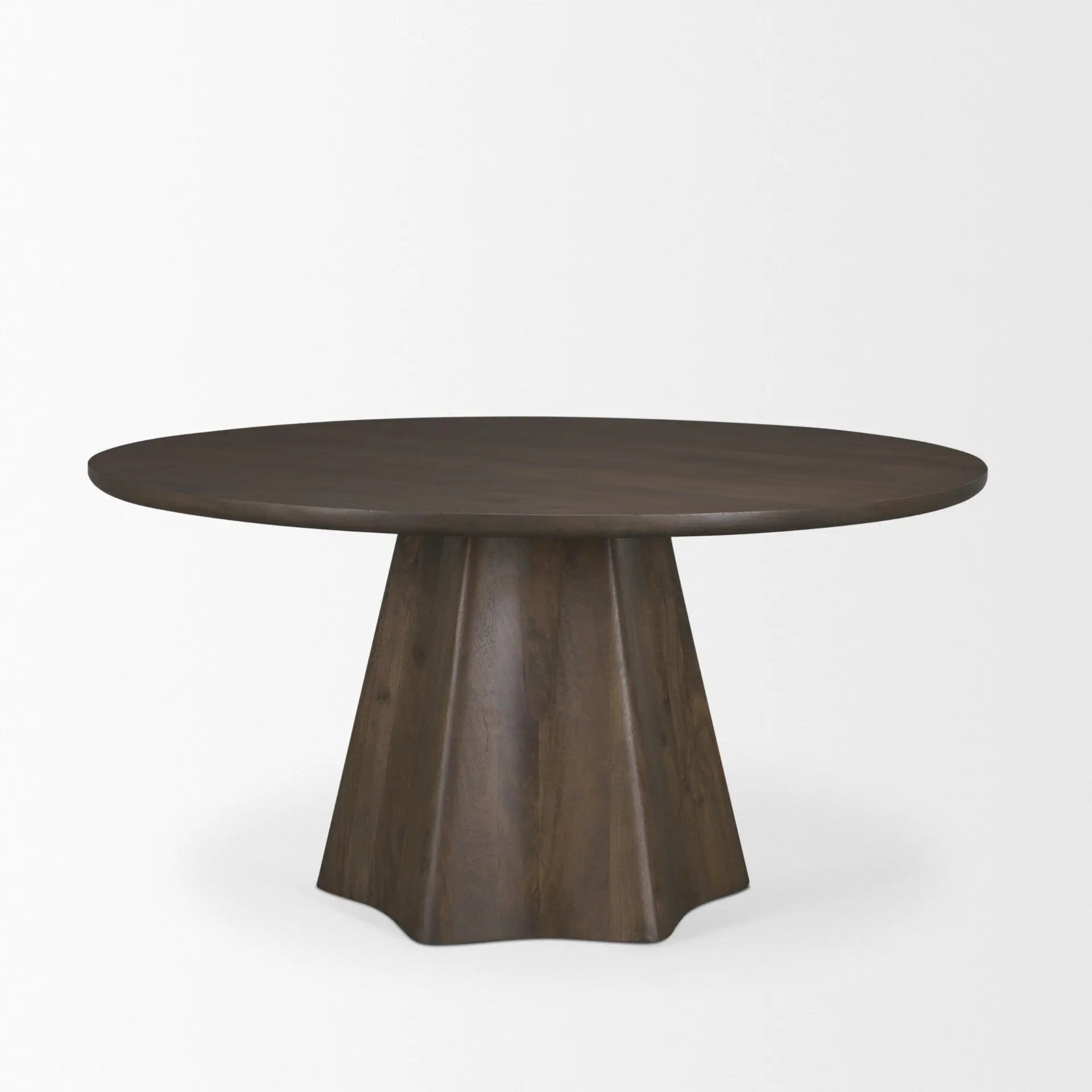 60" Brown Solid Wood Pedestal Base Round Top Dining Table Homeroots Kitchen & Dining