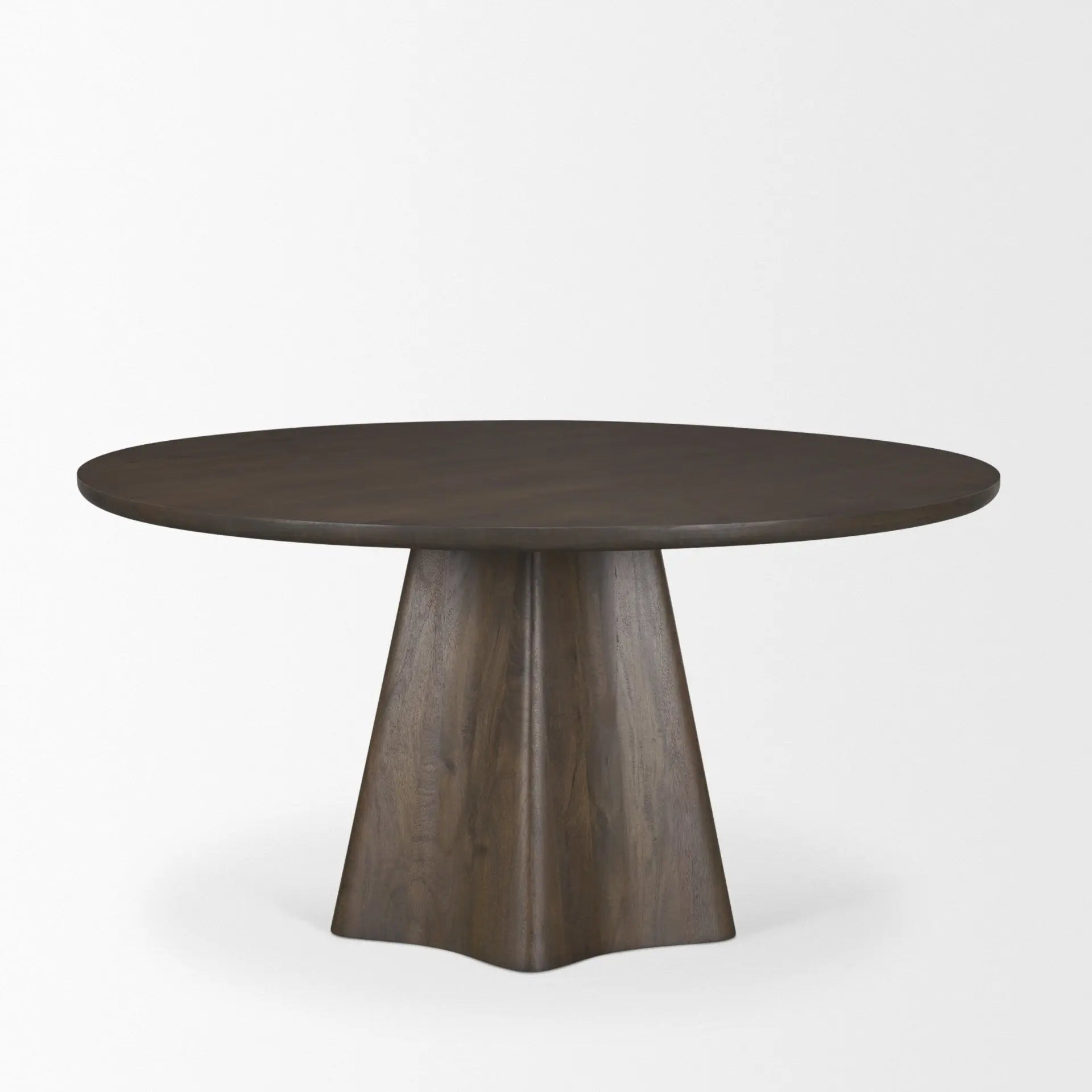 60" Brown Solid Wood Pedestal Base Round Top Dining Table Homeroots Kitchen & Dining