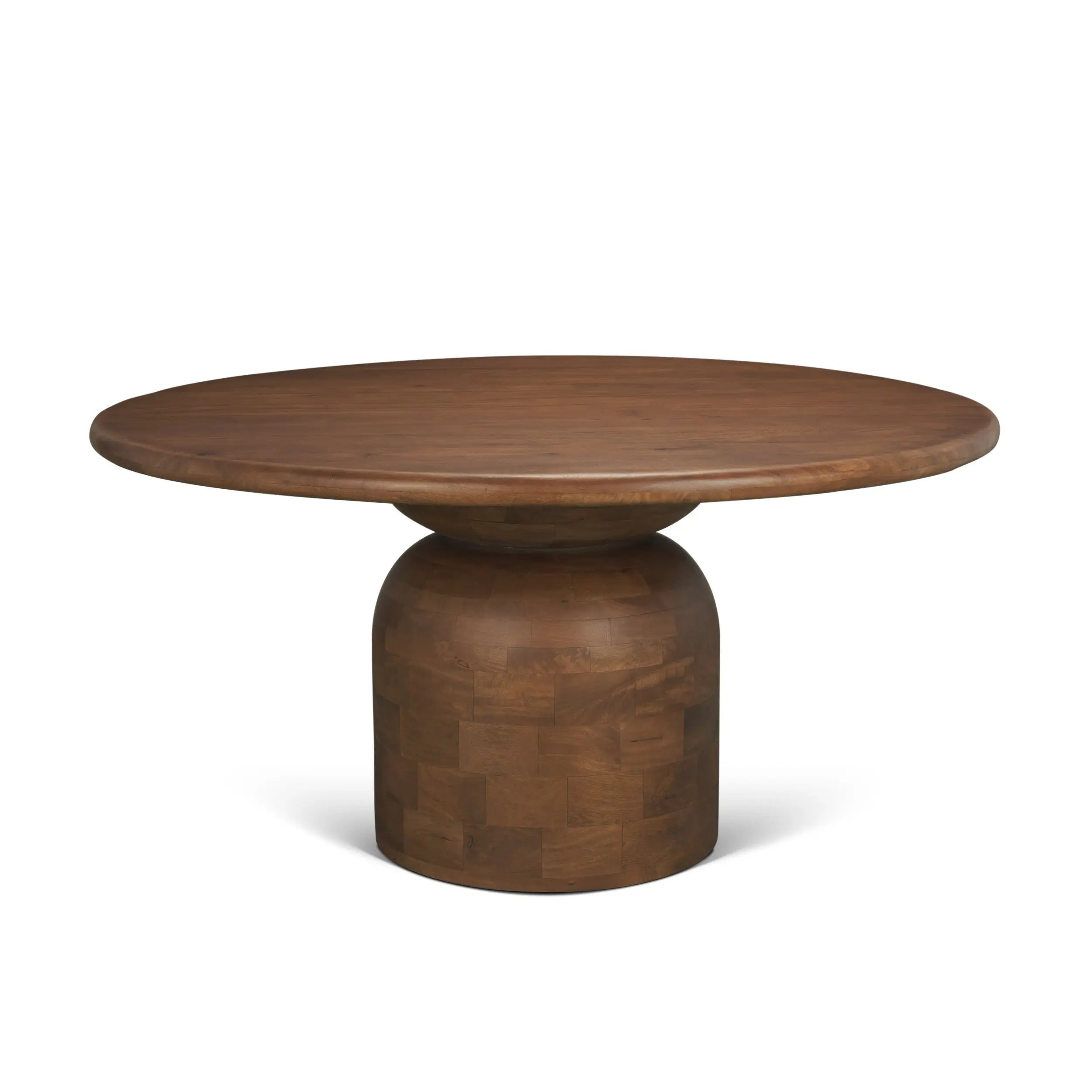 60" Brown Solid Wood Pedestal Base Round Top Dining Table Homeroots Kitchen & Dining
