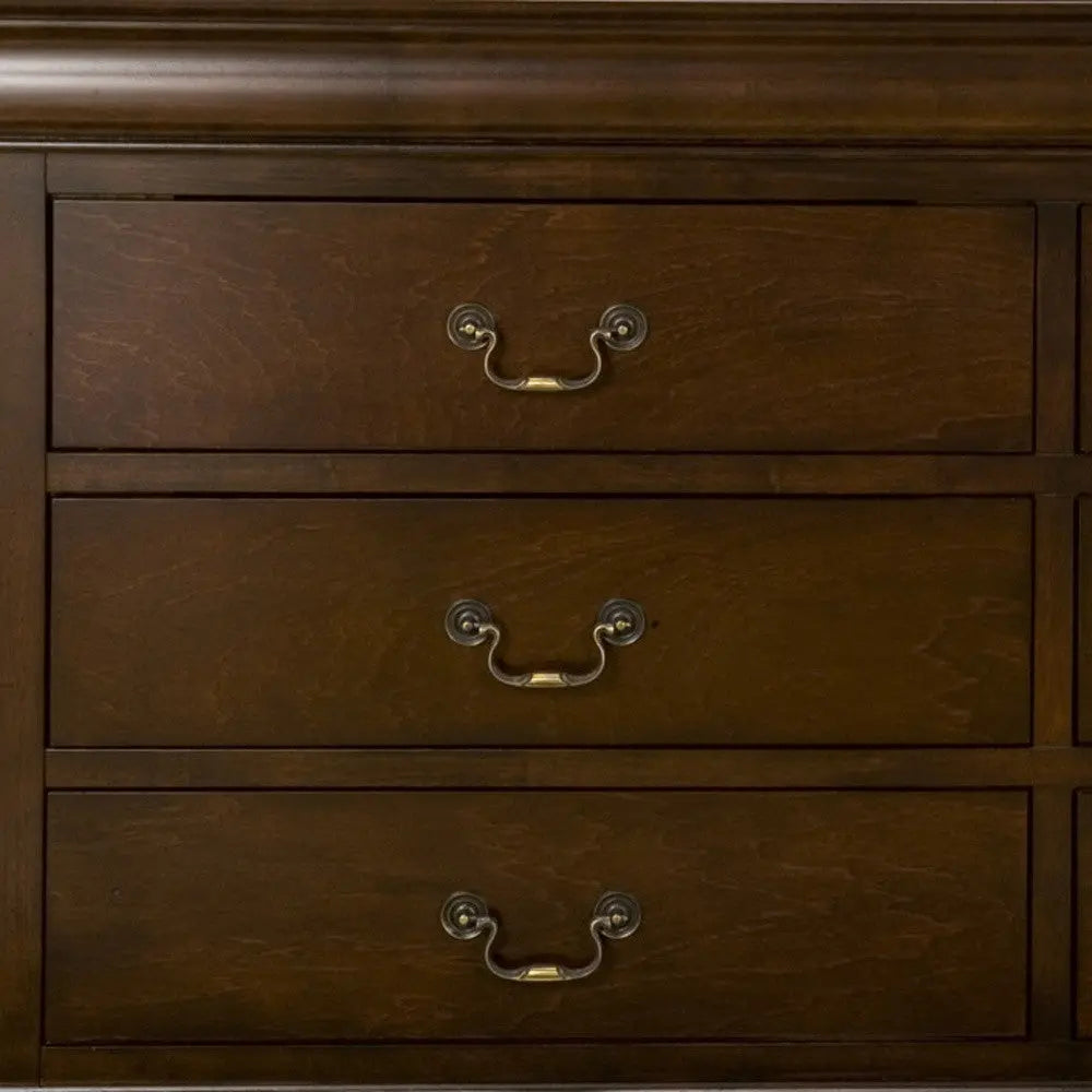 60" Brown Solid Wood Six Drawer Double Dresser - GreatEagleInc