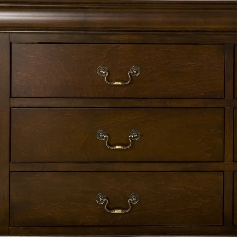60" Brown Solid Wood Six Drawer Double Dresser - GreatEagleInc