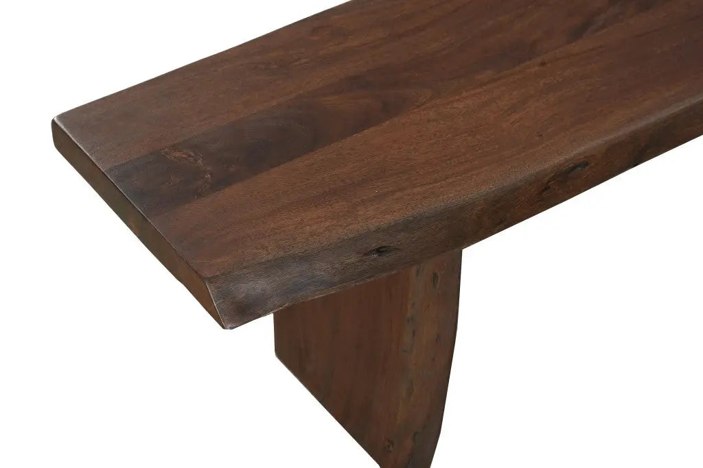 60" Brown Solid Wood Solid Wood Live Edge Dining Bench - GreatEagleInc