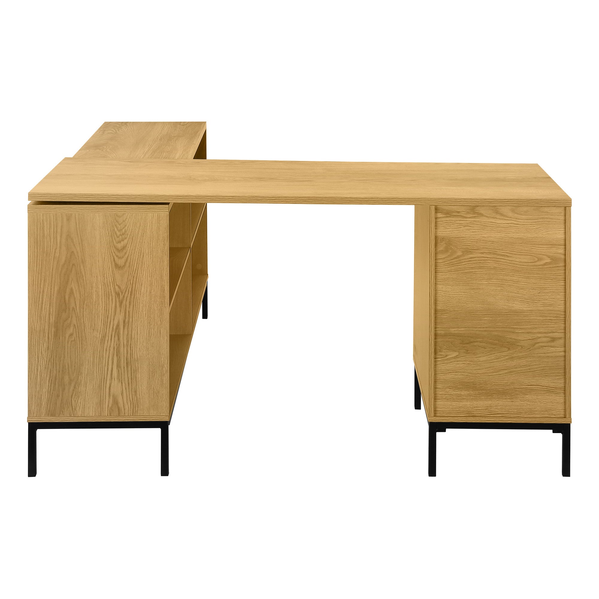 60" Brown and Black L Shape Computer Desk With Three Drawers Homeroots Office