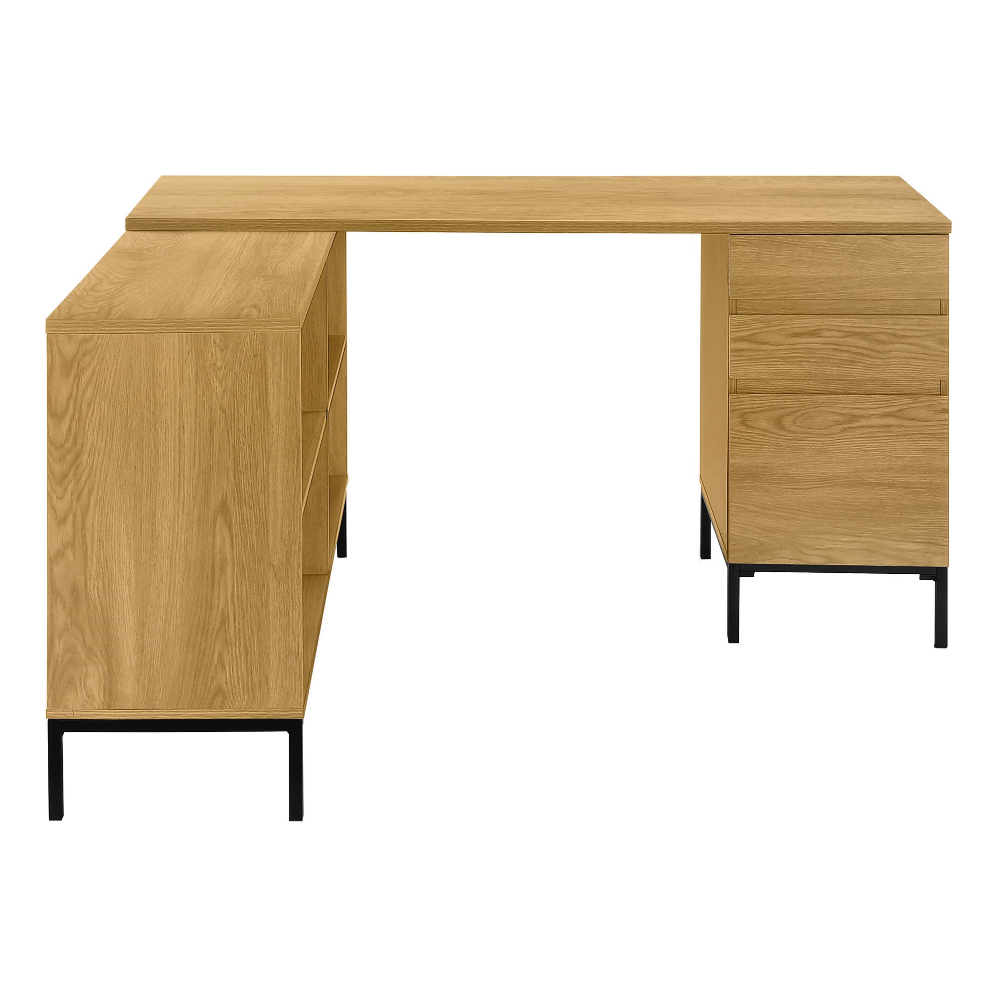 60" Brown and Black L Shape Computer Desk With Three Drawers Homeroots Office