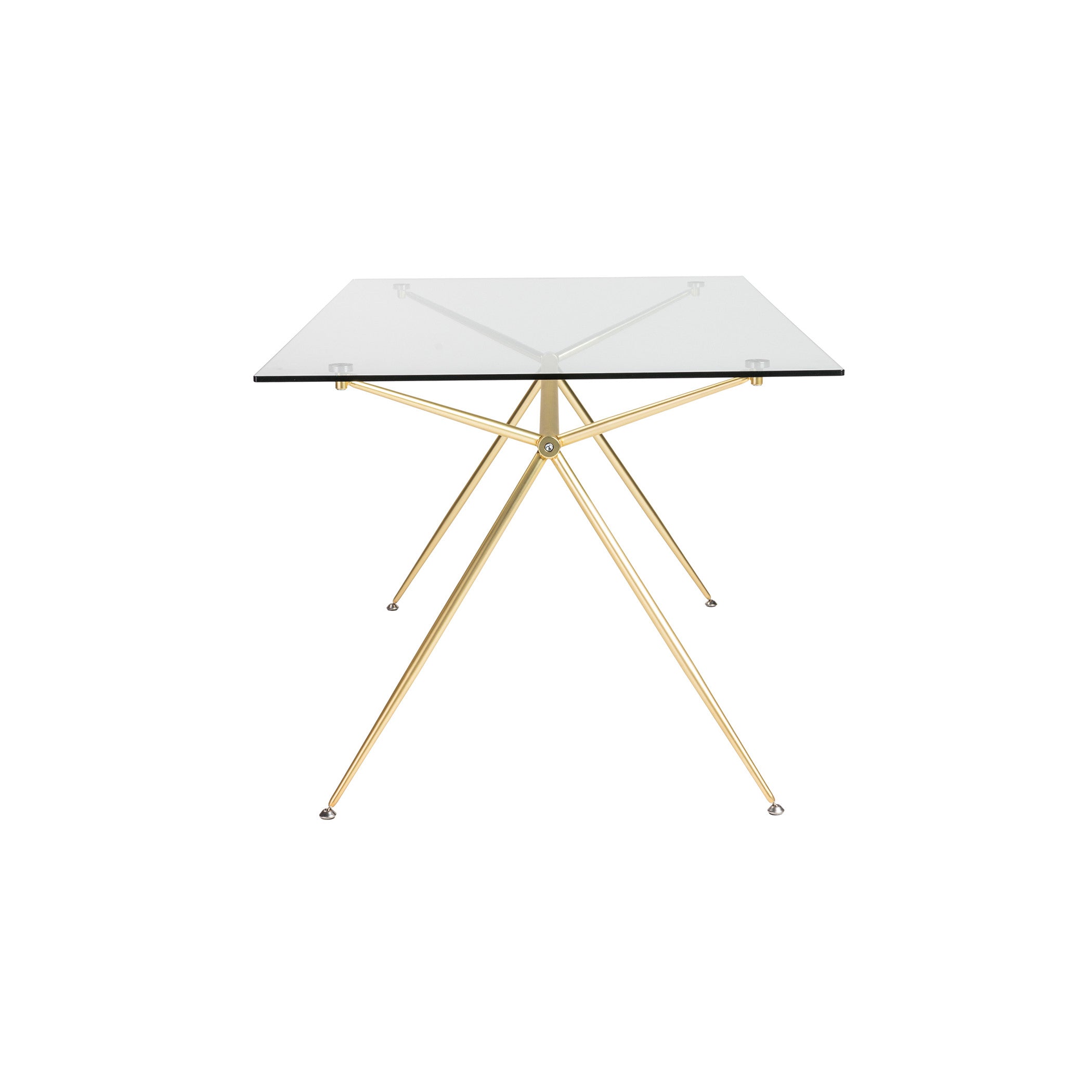 60" Clear And Gold Glass And Steel Dining Table - GreatEagleInc