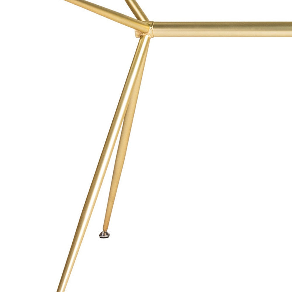 60" Clear And Gold Glass And Steel Dining Table - GreatEagleInc