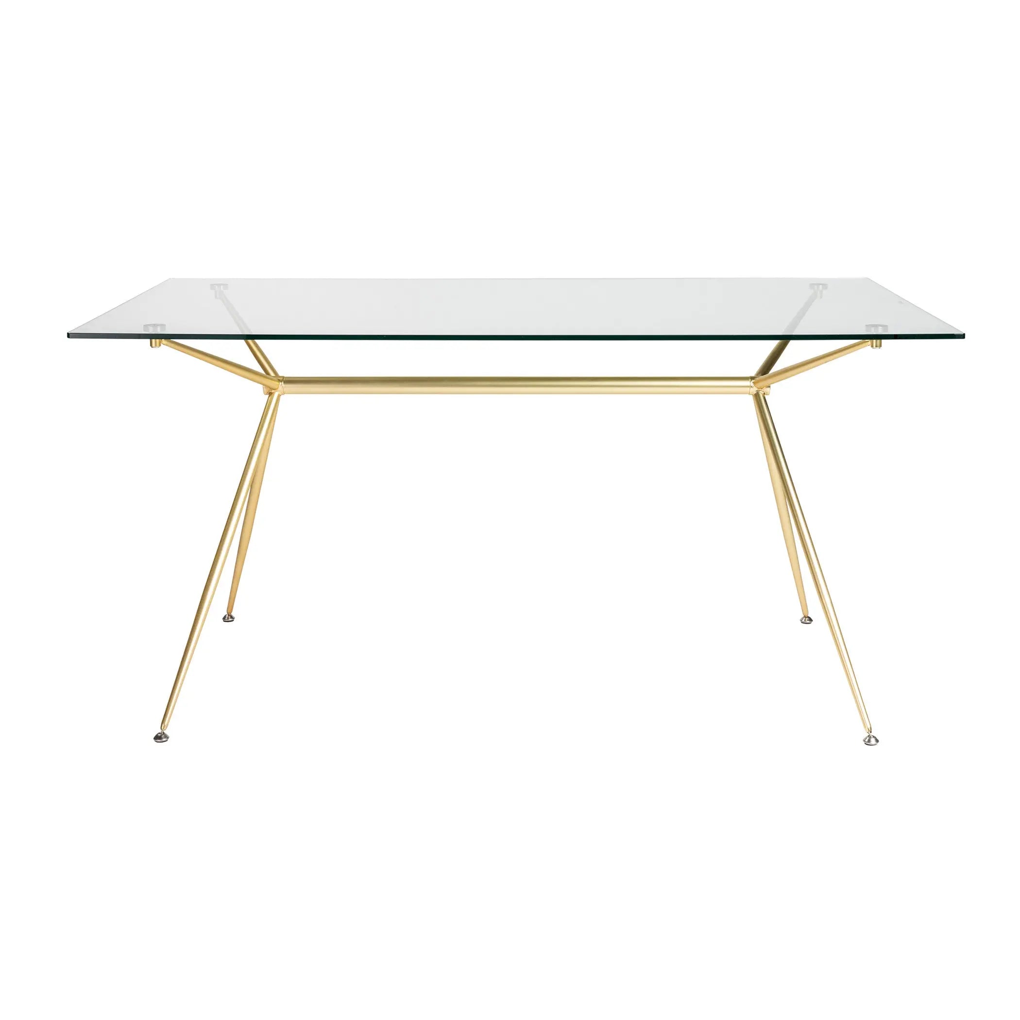 60" Clear And Gold Glass And Steel Dining Table - GreatEagleInc