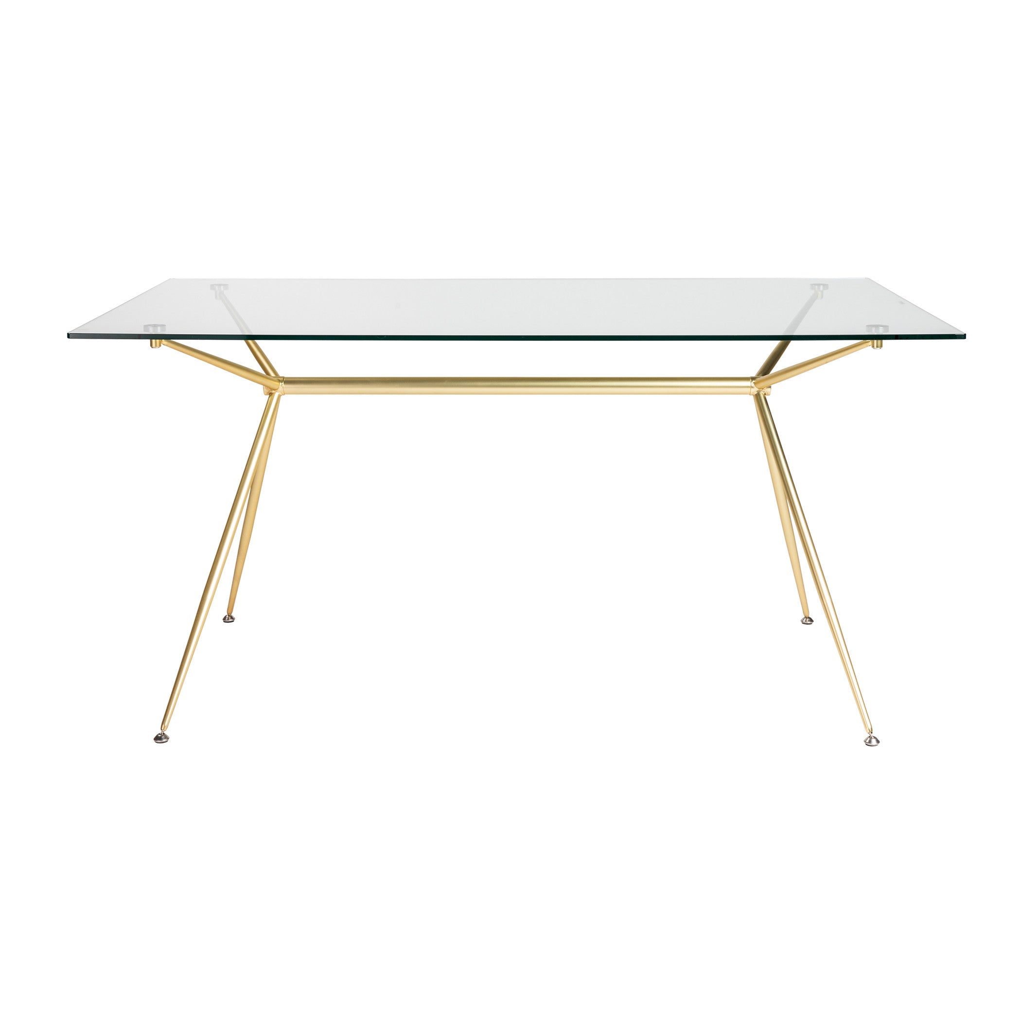 60" Clear And Gold Glass And Steel Dining Table - GreatEagleInc