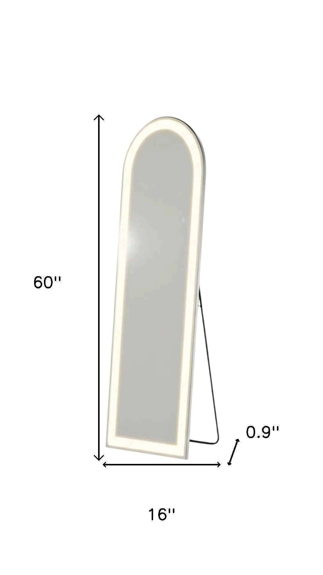 60" Clear Arch Lighted Freestanding and Wall Mount Frameless Full Length Mirror - GreatEagleInc