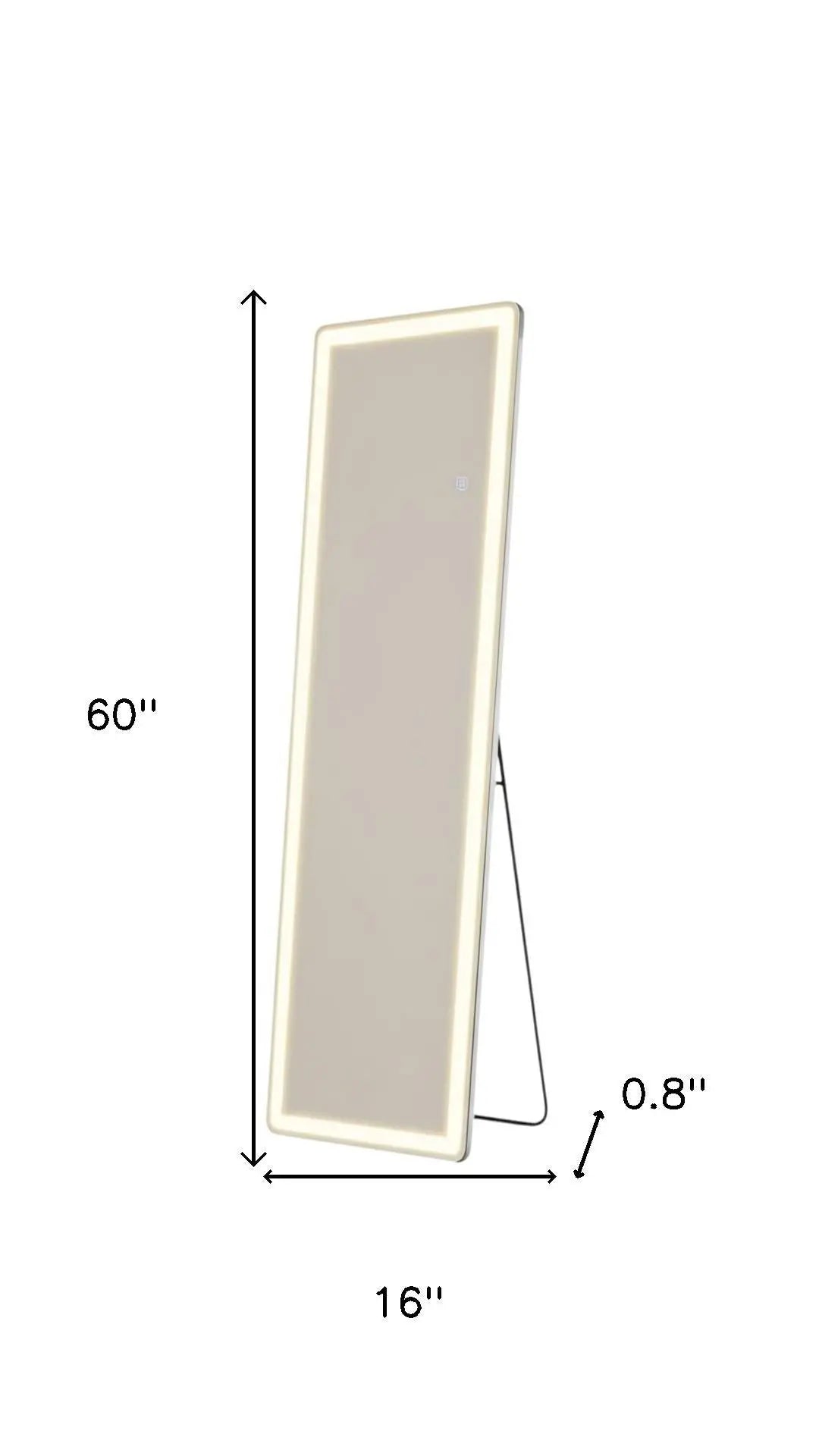 60" Clear Lighted Freestanding and Wall Mount Frameless Full Length Mirror Homeroots Bed & Bath