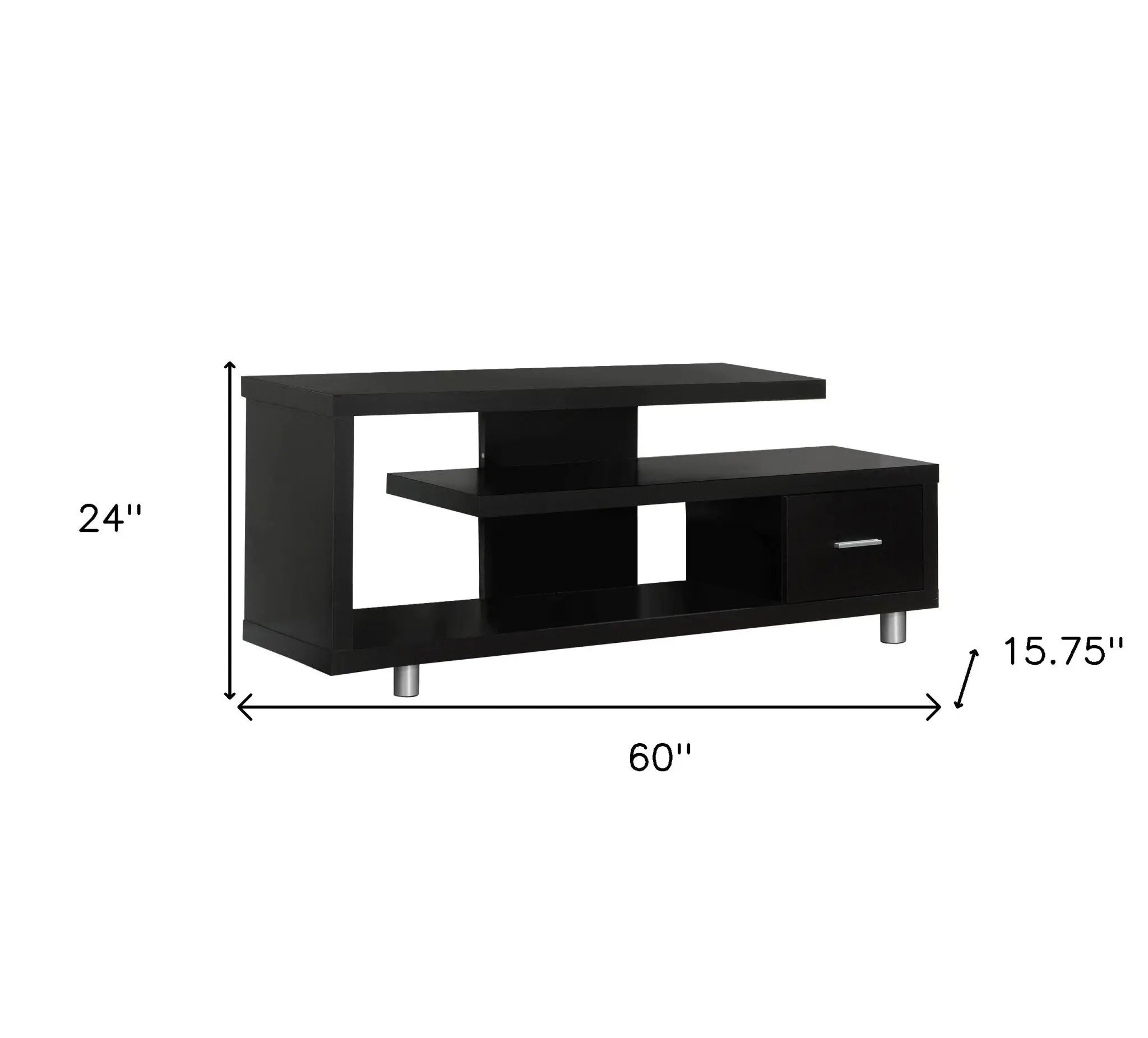 60" Dark Brown Cabinet Enclosed Storage TV Stand Homeroots Living Room