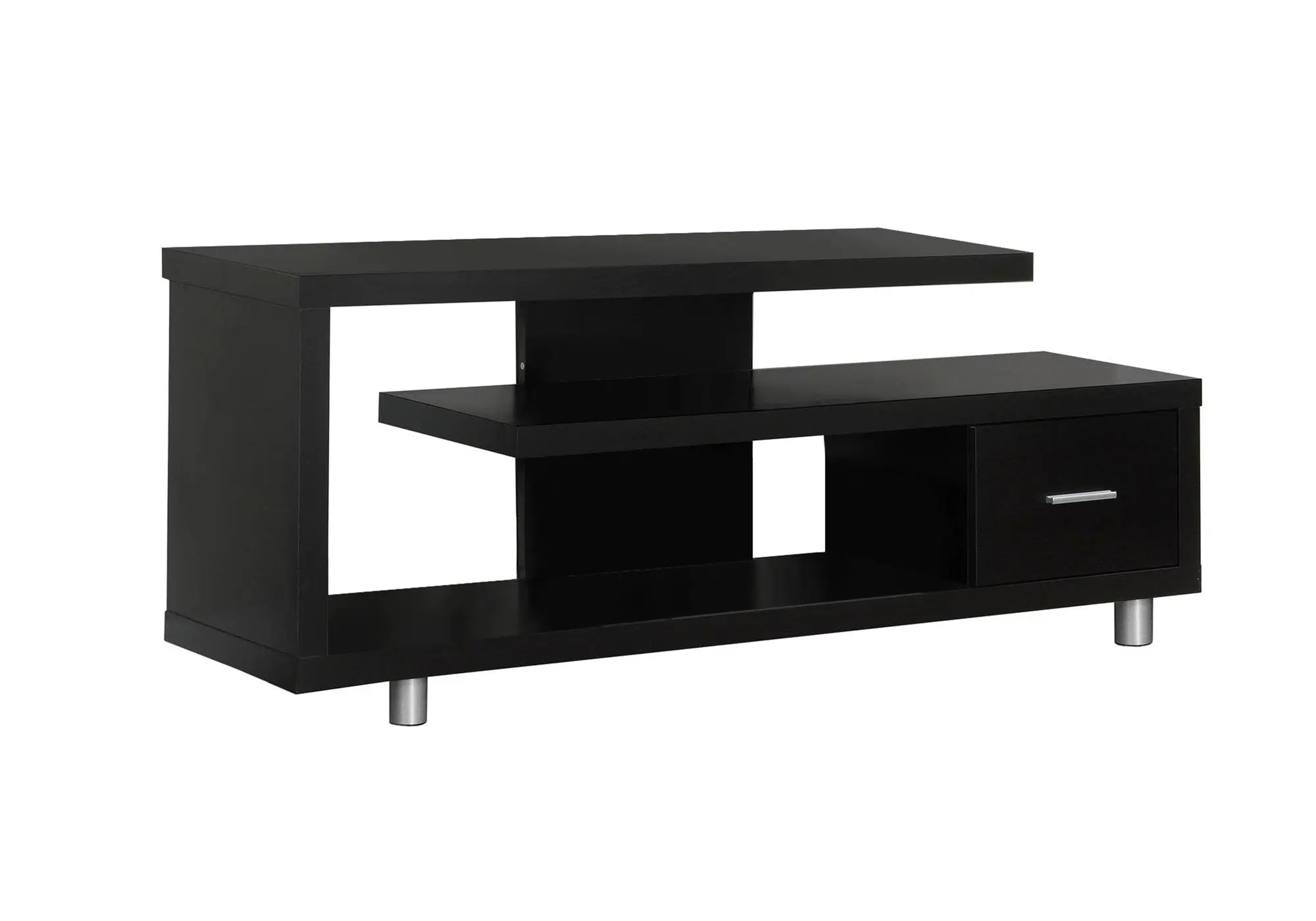 60" Dark Brown Cabinet Enclosed Storage TV Stand Homeroots Living Room