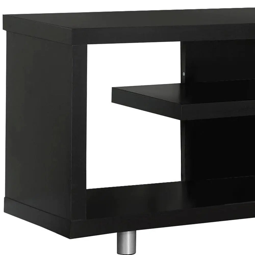 60" Dark Brown Cabinet Enclosed Storage TV Stand Homeroots Living Room