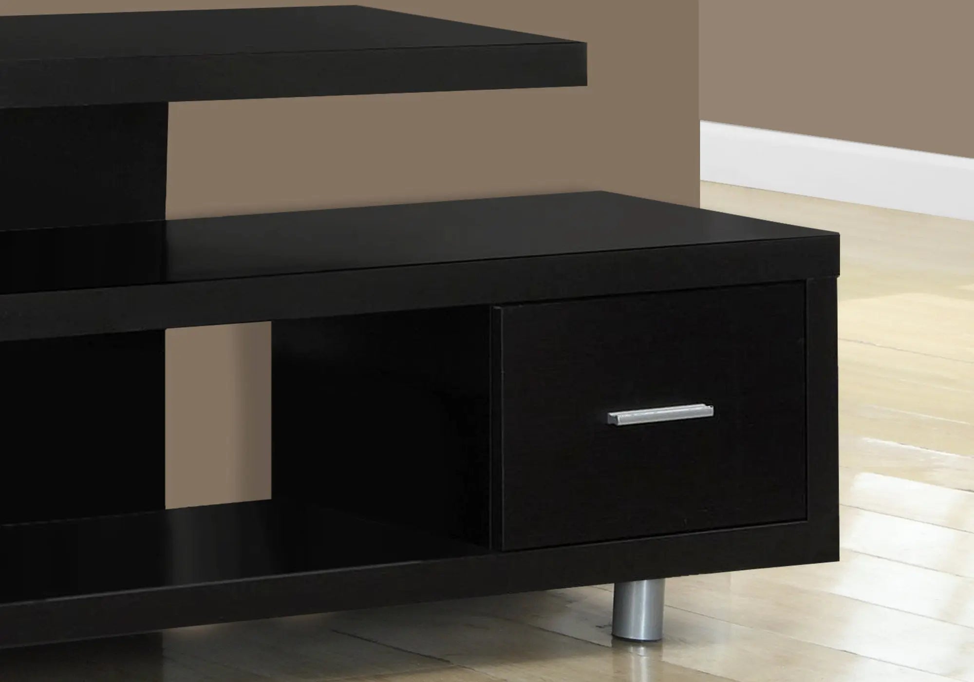 60" Dark Brown Cabinet Enclosed Storage TV Stand Homeroots Living Room