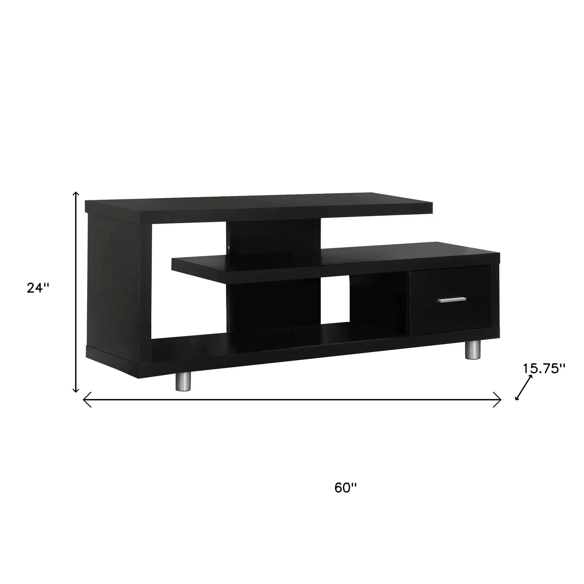 60" Dark Brown Cabinet Enclosed Storage TV Stand Homeroots Living Room