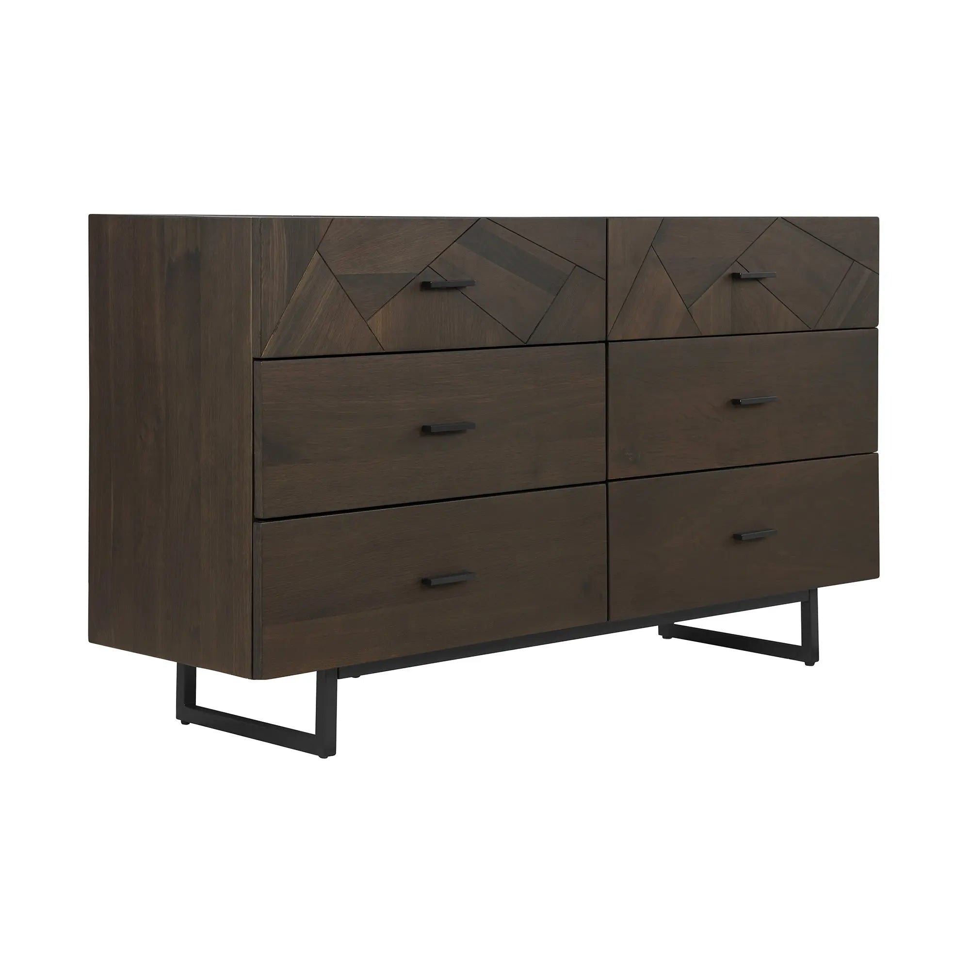 60" Dark Brown Solid Wood Six Drawer Double Dresser - GreatEagleInc