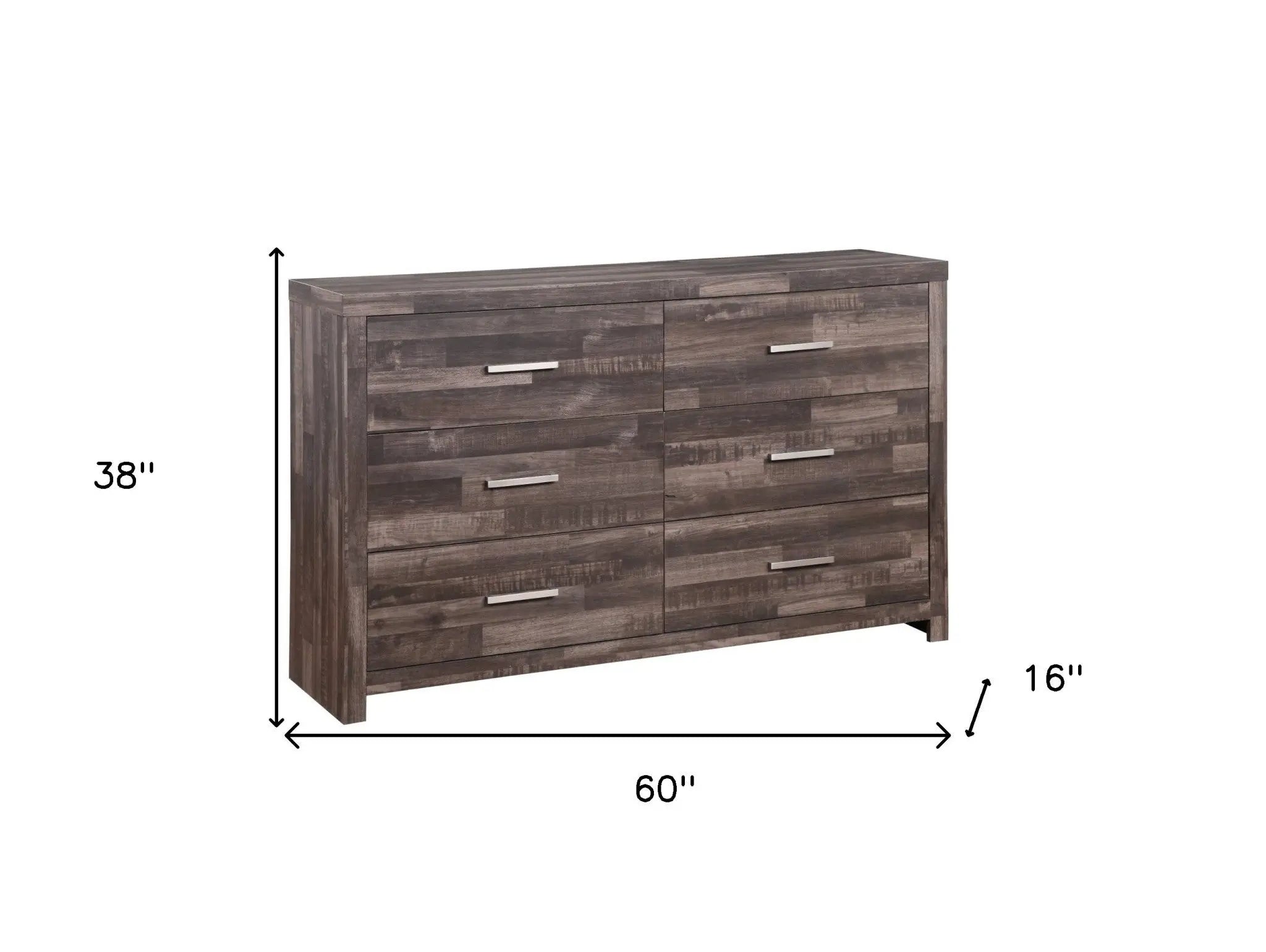 60" Dark Brown Solid and Manufactured Wood Six Drawer Double Dresser Homeroots Bed & Bath