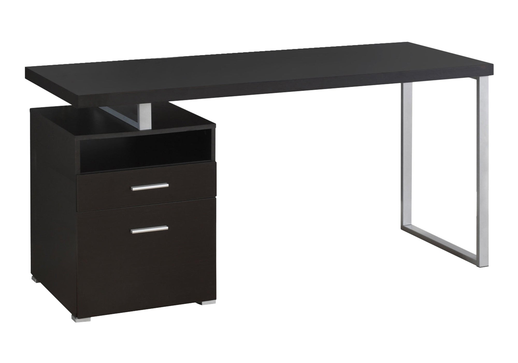 24" Dark Brown and Silver Computer Desk With Two Drawers - GreatEagleInc