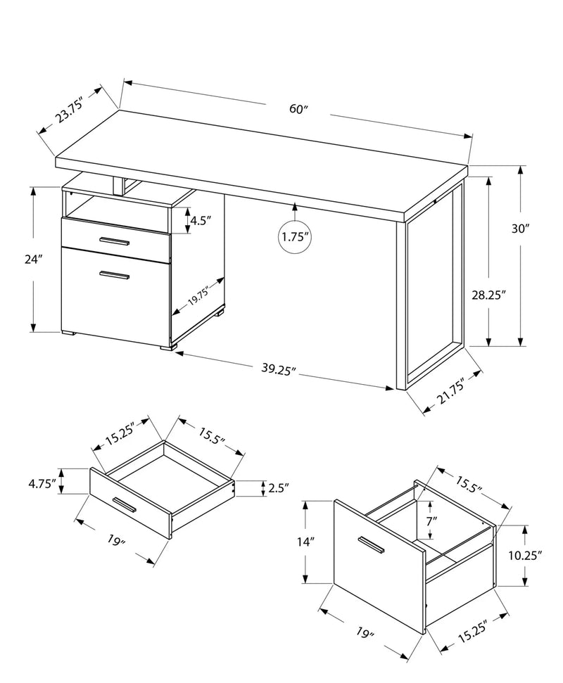 24" Dark Brown and Silver Computer Desk With Two Drawers - GreatEagleInc