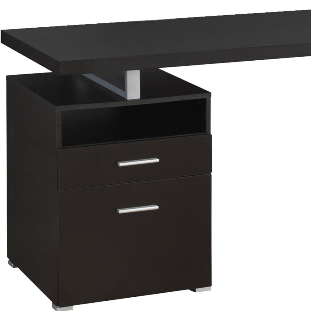 24" Dark Brown and Silver Computer Desk With Two Drawers - GreatEagleInc