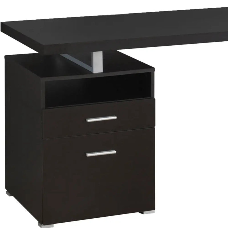 24" Dark Brown and Silver Computer Desk With Two Drawers - GreatEagleInc