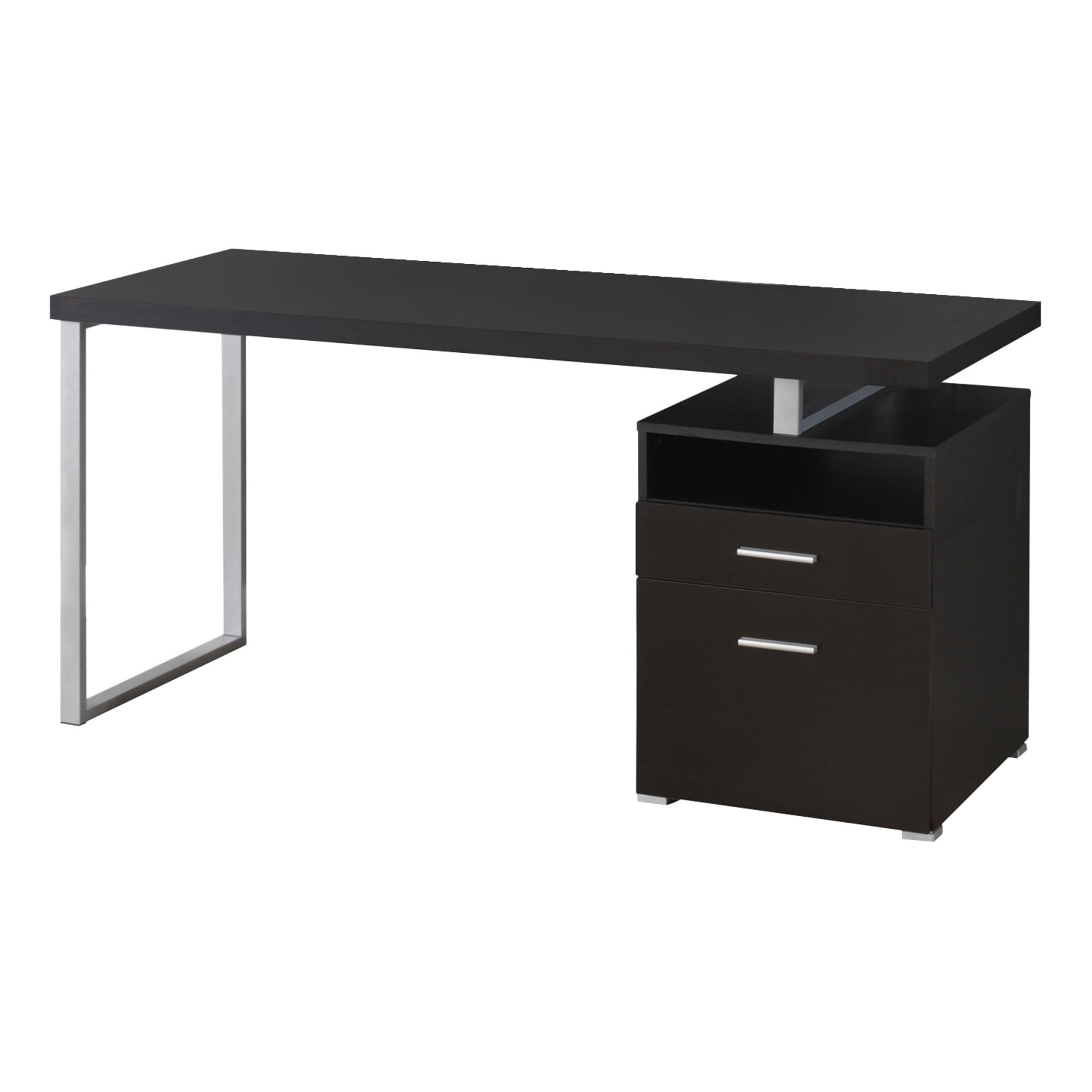 24" Dark Brown and Silver Computer Desk With Two Drawers - GreatEagleInc