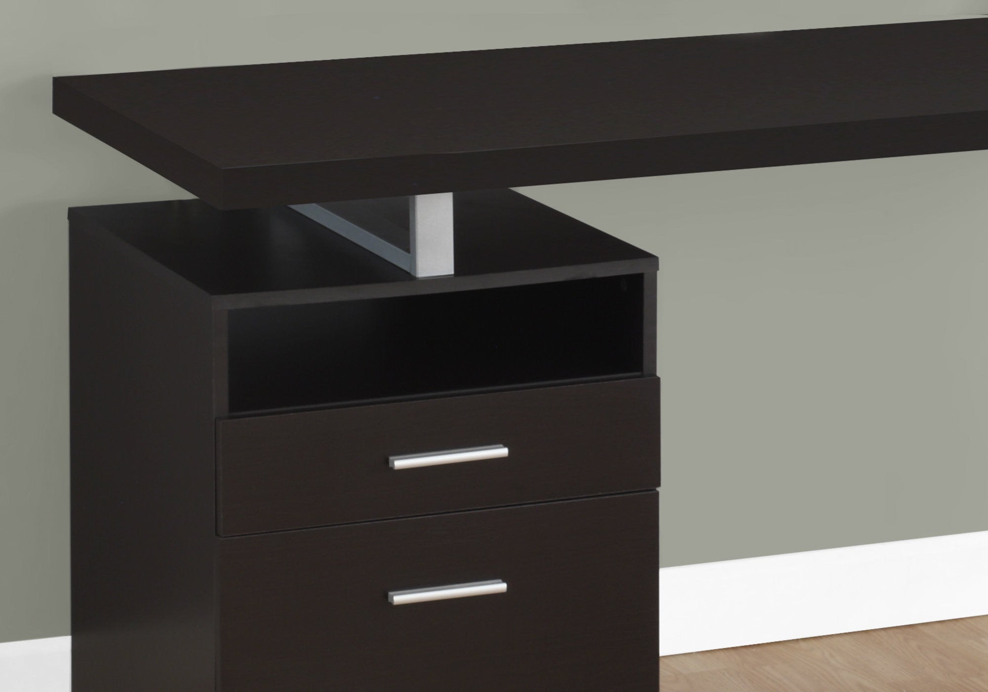 24" Dark Brown and Silver Computer Desk With Two Drawers - GreatEagleInc