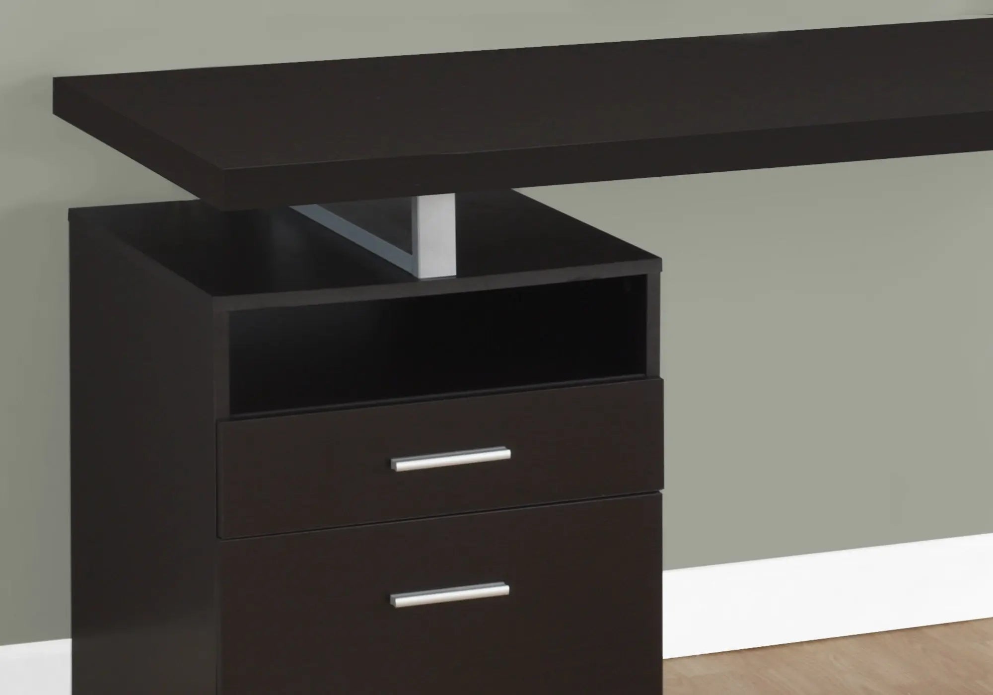24" Dark Brown and Silver Computer Desk With Two Drawers - GreatEagleInc