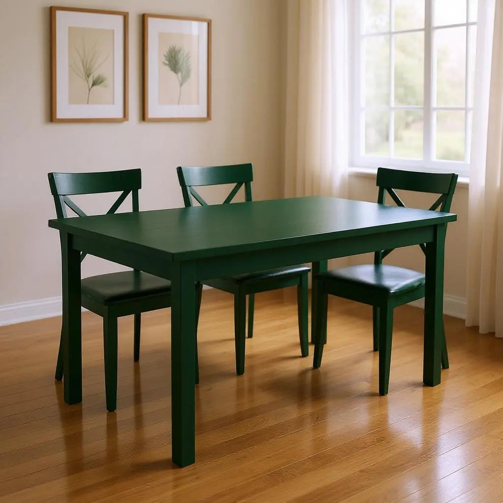 60" Dark Green Solid Wood Dining Table Homeroots Kitchen & Dining