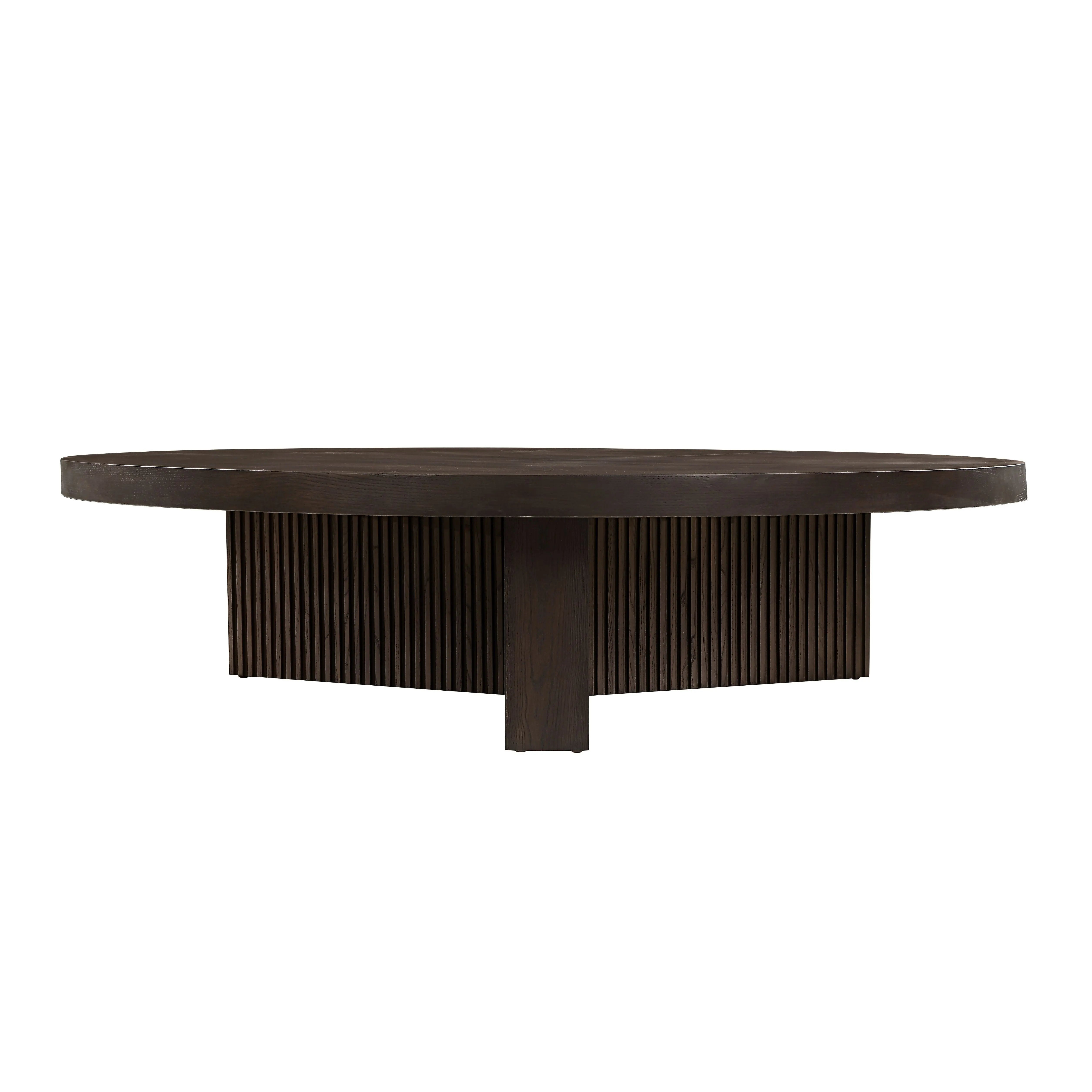 60" Espresso Wood Round Cross Legs Coffee Table Homeroots Living Room