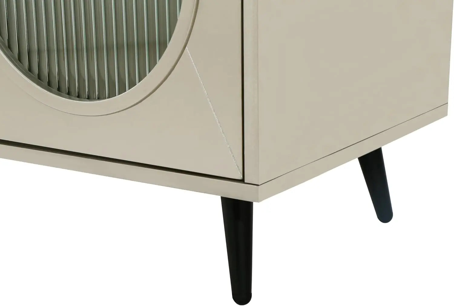 60" Gold Wood And Glass Sideboard with Four Doors Homeroots Kitchen & Dining