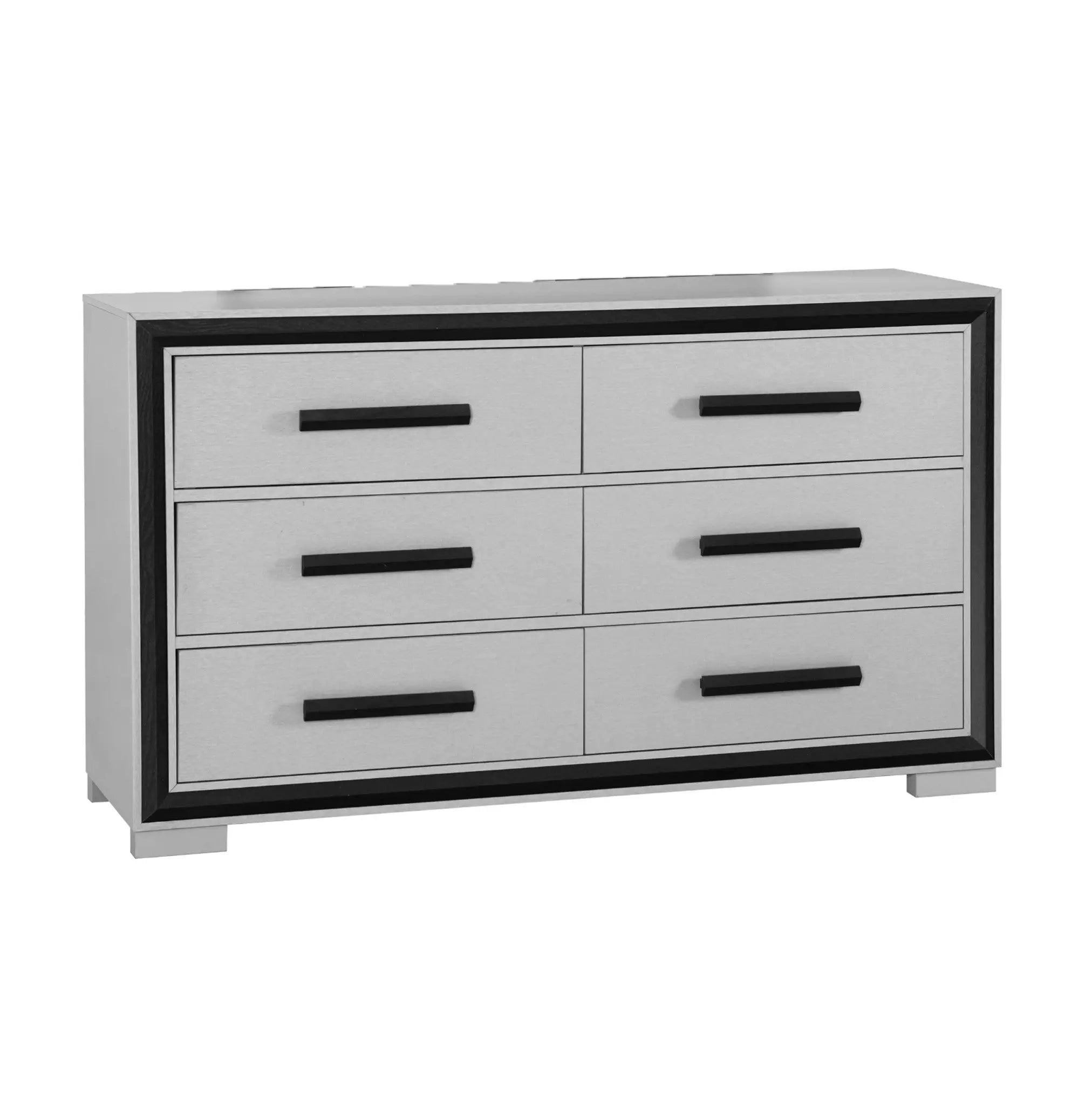 60" Gray And Black Wood Six Drawer Double Dresser Homeroots Bed & Bath