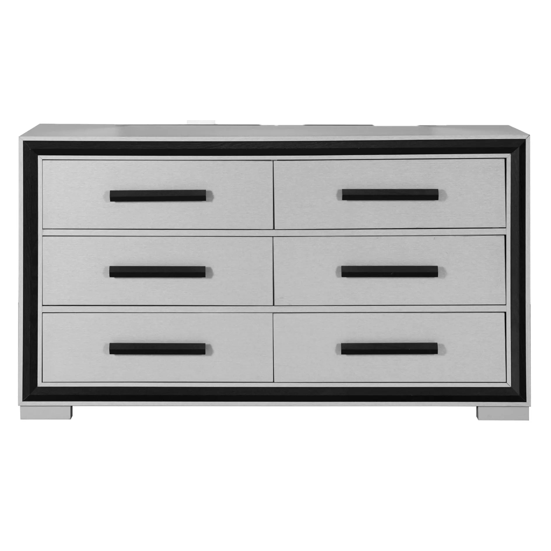 60" Gray And Black Wood Six Drawer Double Dresser Homeroots Bed & Bath