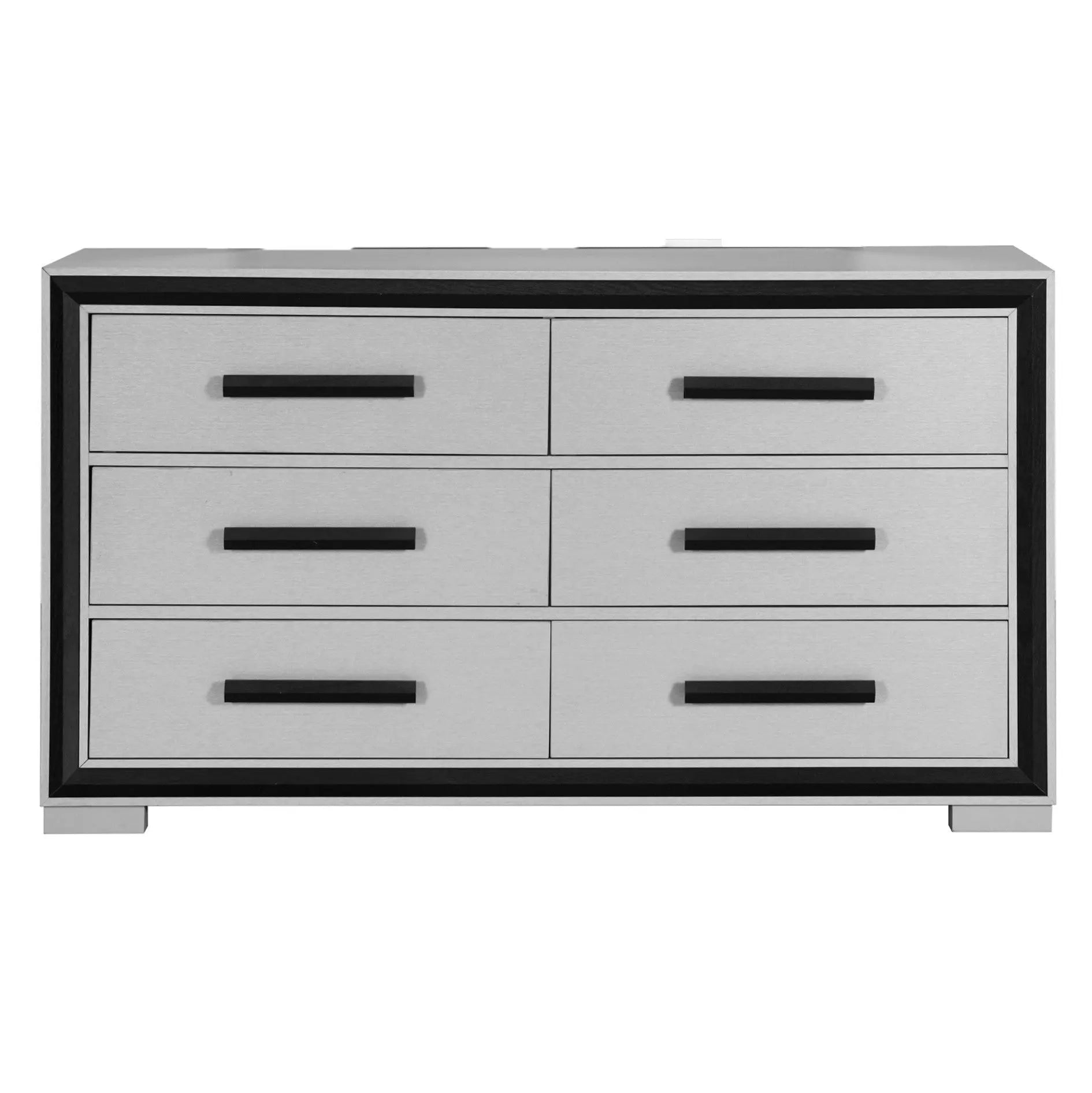 60" Gray And Black Wood Six Drawer Double Dresser Homeroots Bed & Bath