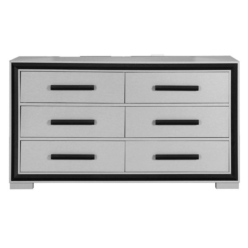 60" Gray And Black Wood Six Drawer Double Dresser Homeroots Bed & Bath