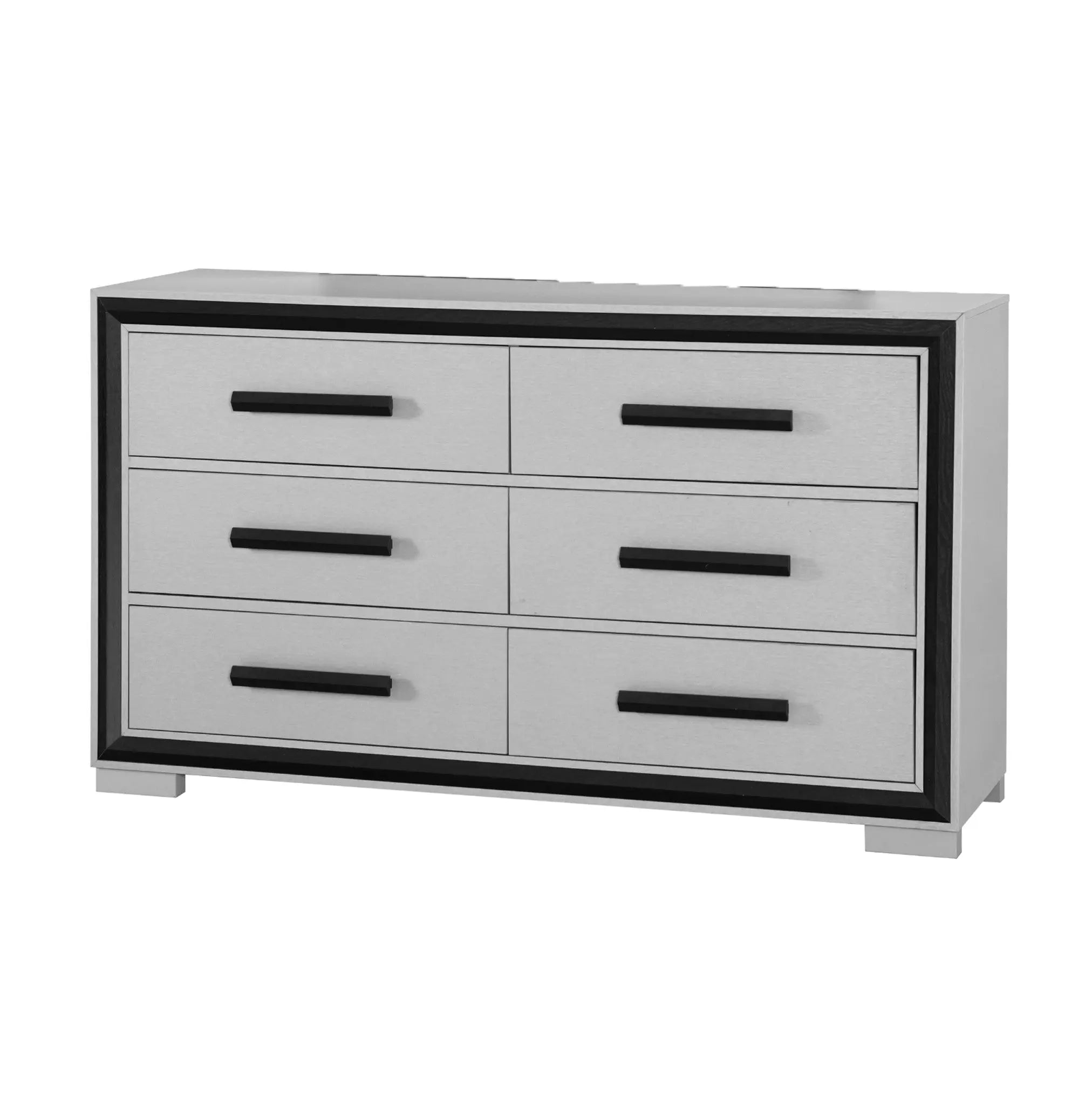 60" Gray And Black Wood Six Drawer Double Dresser Homeroots Bed & Bath