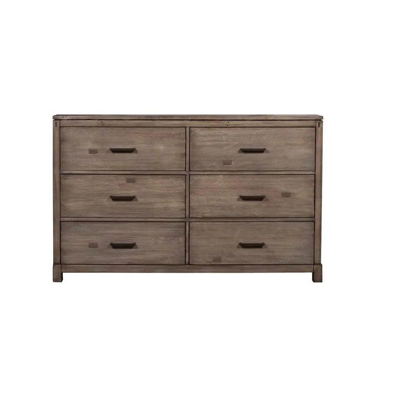 60" Gray Solid Wood Six Drawer Double Dresser - GreatEagleInc