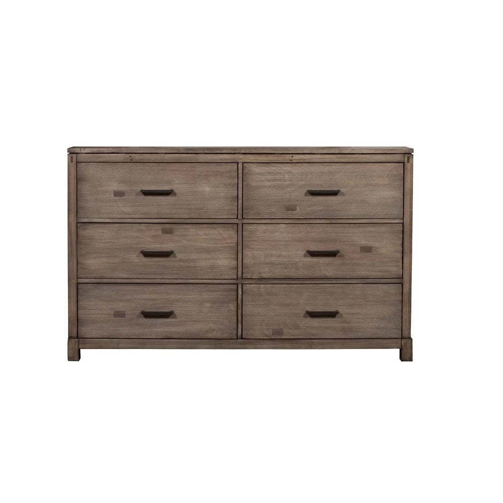 60" Gray Solid Wood Six Drawer Double Dresser - GreatEagleInc