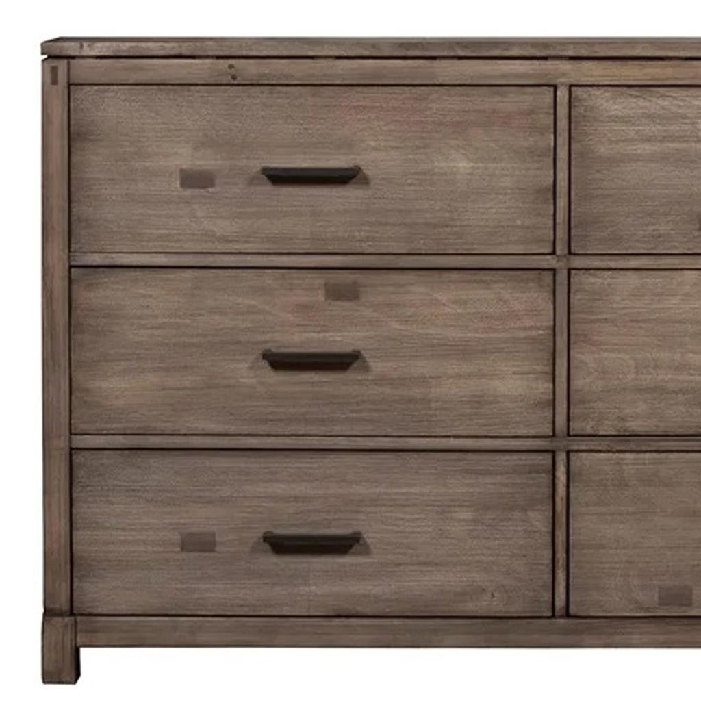 60" Gray Solid Wood Six Drawer Double Dresser - GreatEagleInc