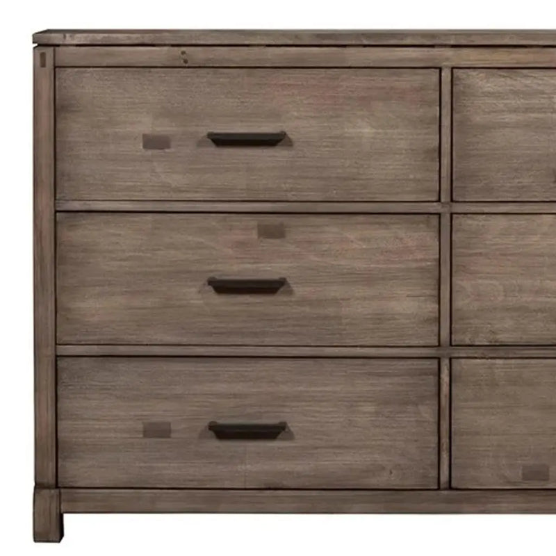 60" Gray Solid Wood Six Drawer Double Dresser - GreatEagleInc