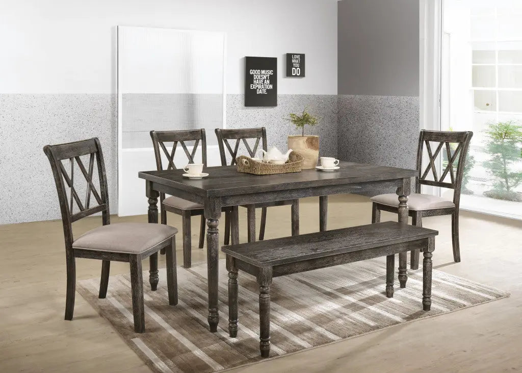 60" Gray Wood Dining Table Homeroots Kitchen & Dining