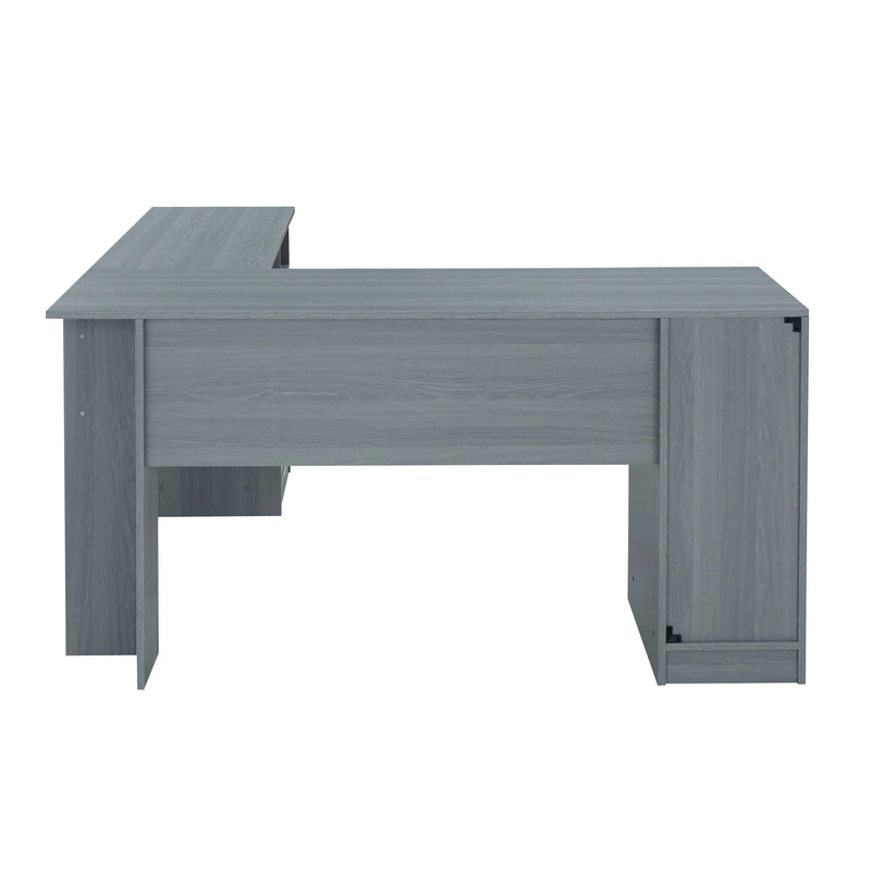 60" Gray Wood L Shape Computer Desk With Two Drawers Homeroots Office