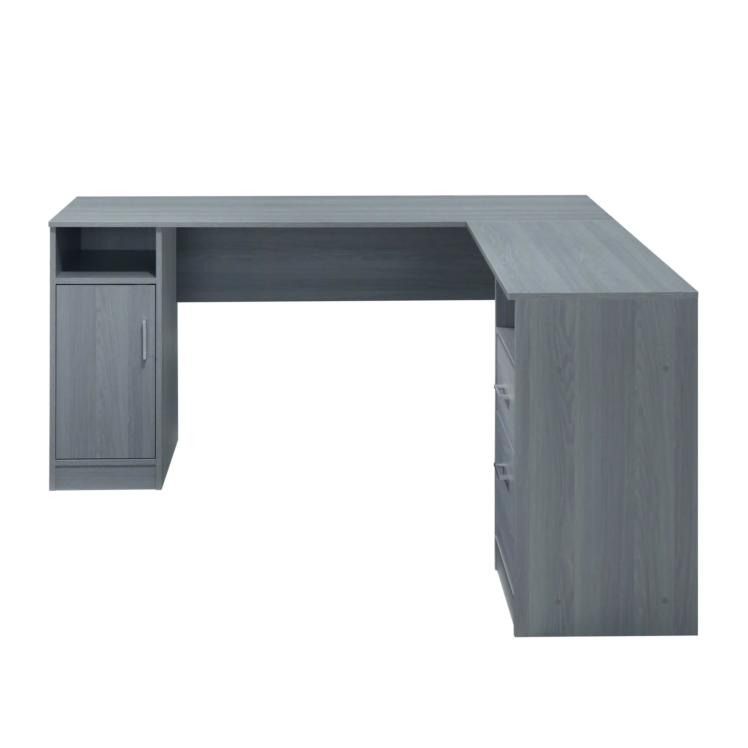 60" Gray Wood L Shape Computer Desk With Two Drawers Homeroots Office