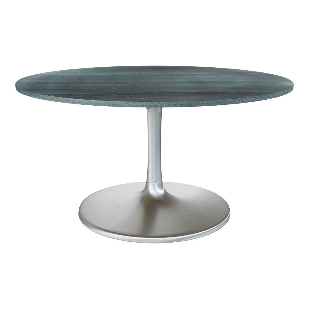 60" Gray and Silver Marble and Aluminum Pedestal Base Round Top Dining Table Homeroots Kitchen & Dining
