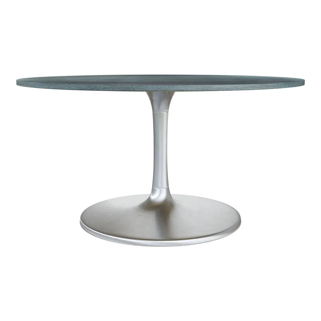 60" Gray and Silver Marble and Aluminum Pedestal Base Round Top Dining Table Homeroots Kitchen & Dining